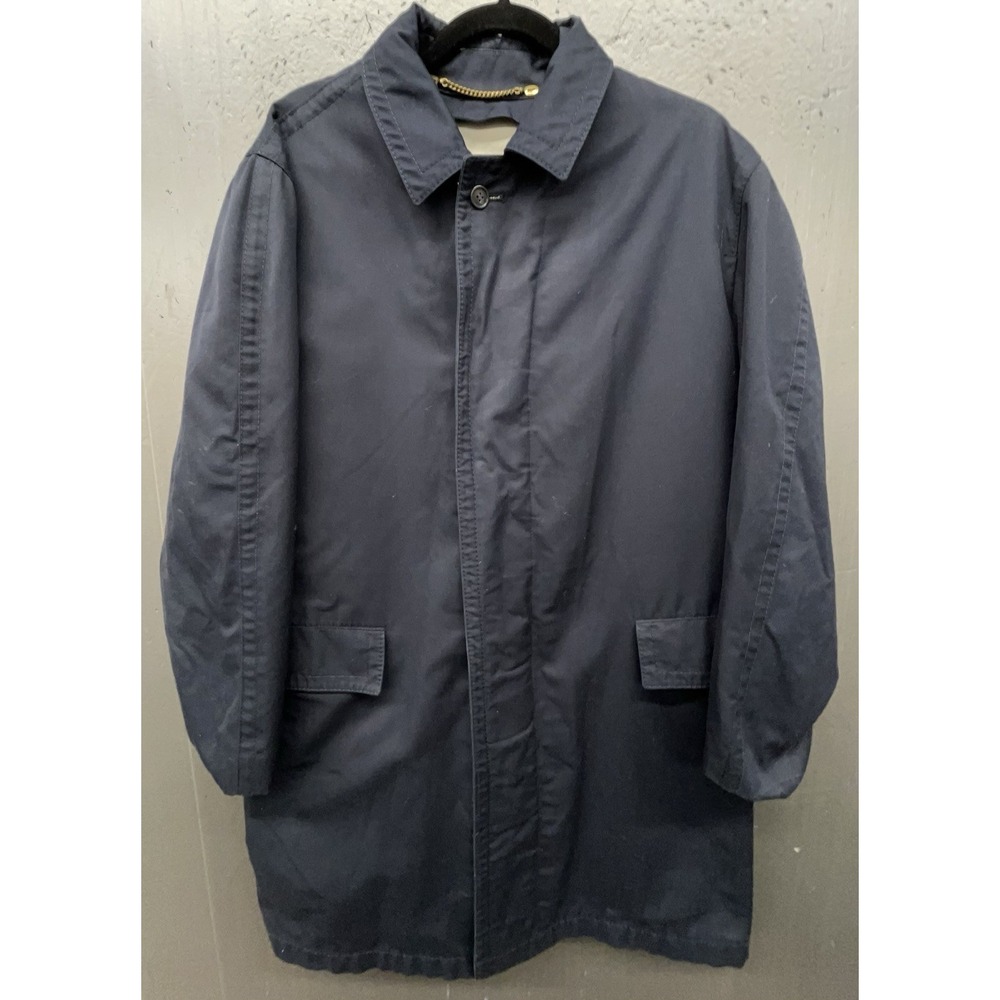 Trench Coat Men 46 Navy Blue Pockets Hidden Buttons Classic Quiet Luxury Austria